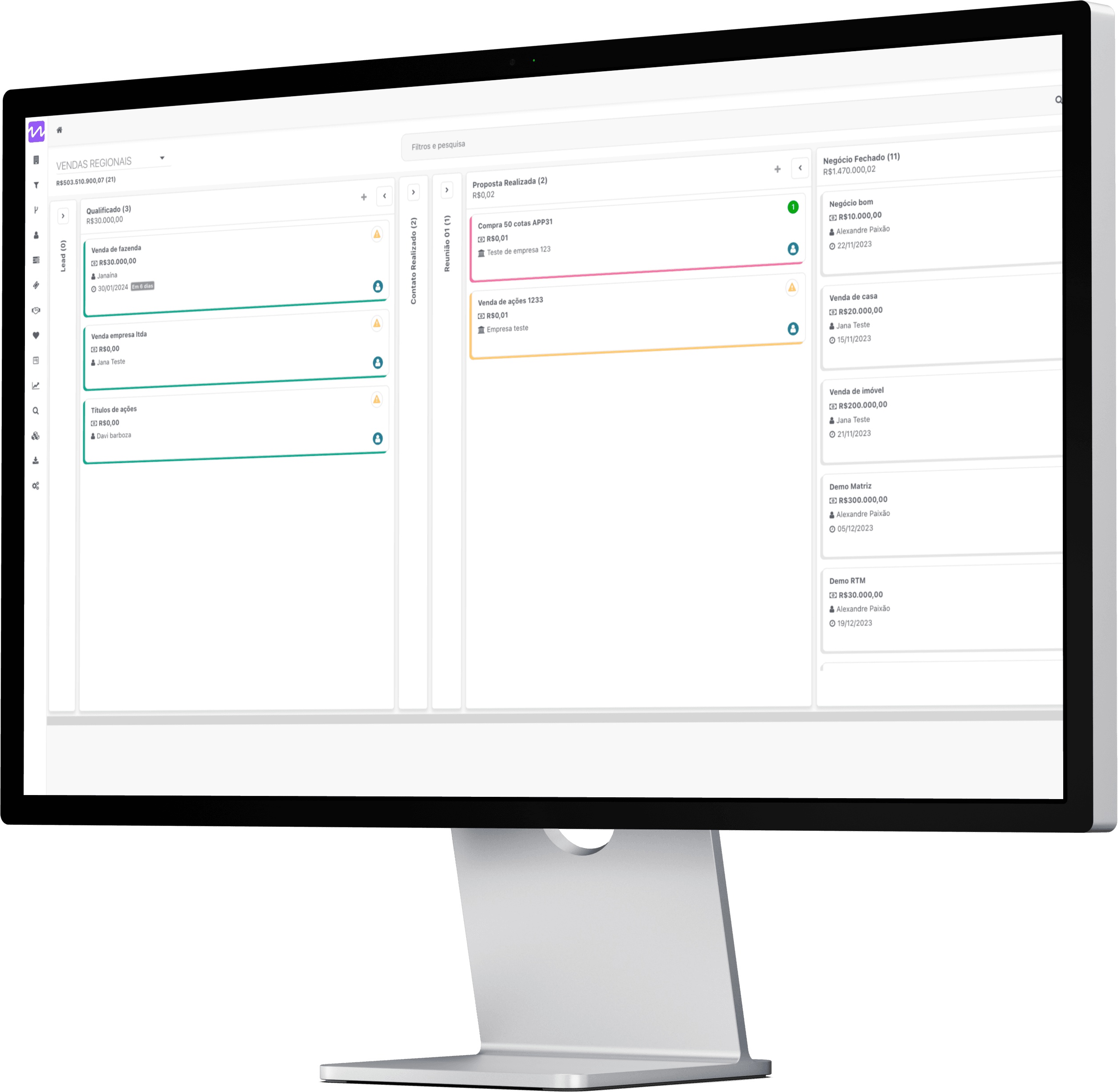 Pipeline de Vendas MagnetCustomer - Board Kanban com deals